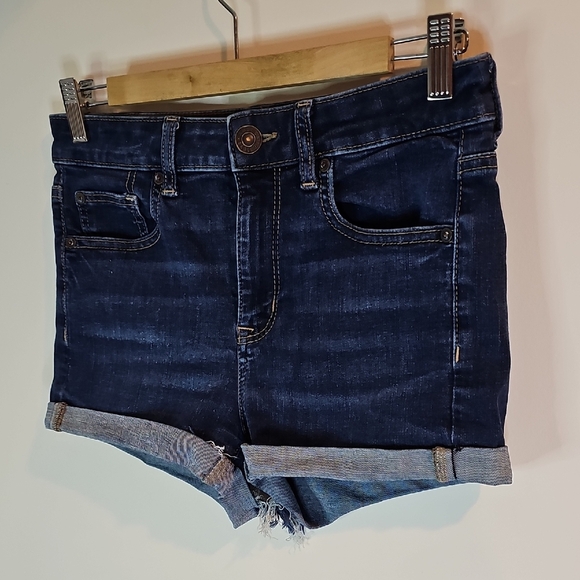 American Eagle next level stretch size 6 high rise Dark Indigo Jean Shorts - Picture 2 of 8